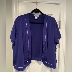 Serengeti Size 1X Blue Short Sleeve Open Front Cardigan Swim Top Coverup